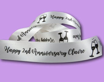 Personalised Wedding anniversary Ribbon | 25mm wedding Ribbon | Craft Ribbon | Cake Ribbon | wedding flowers | Wedding favours