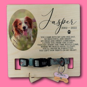 Wooden collar stand | pet remembrance plaque | memorial stand | Pet loss sign | dog keepsake gift | cat collar gift