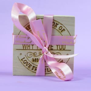 Personalised reasons box 10 Reason Why I Love You Wooden Memory Box Valentines Gift Mothers Day Fathers Day Wife image 2