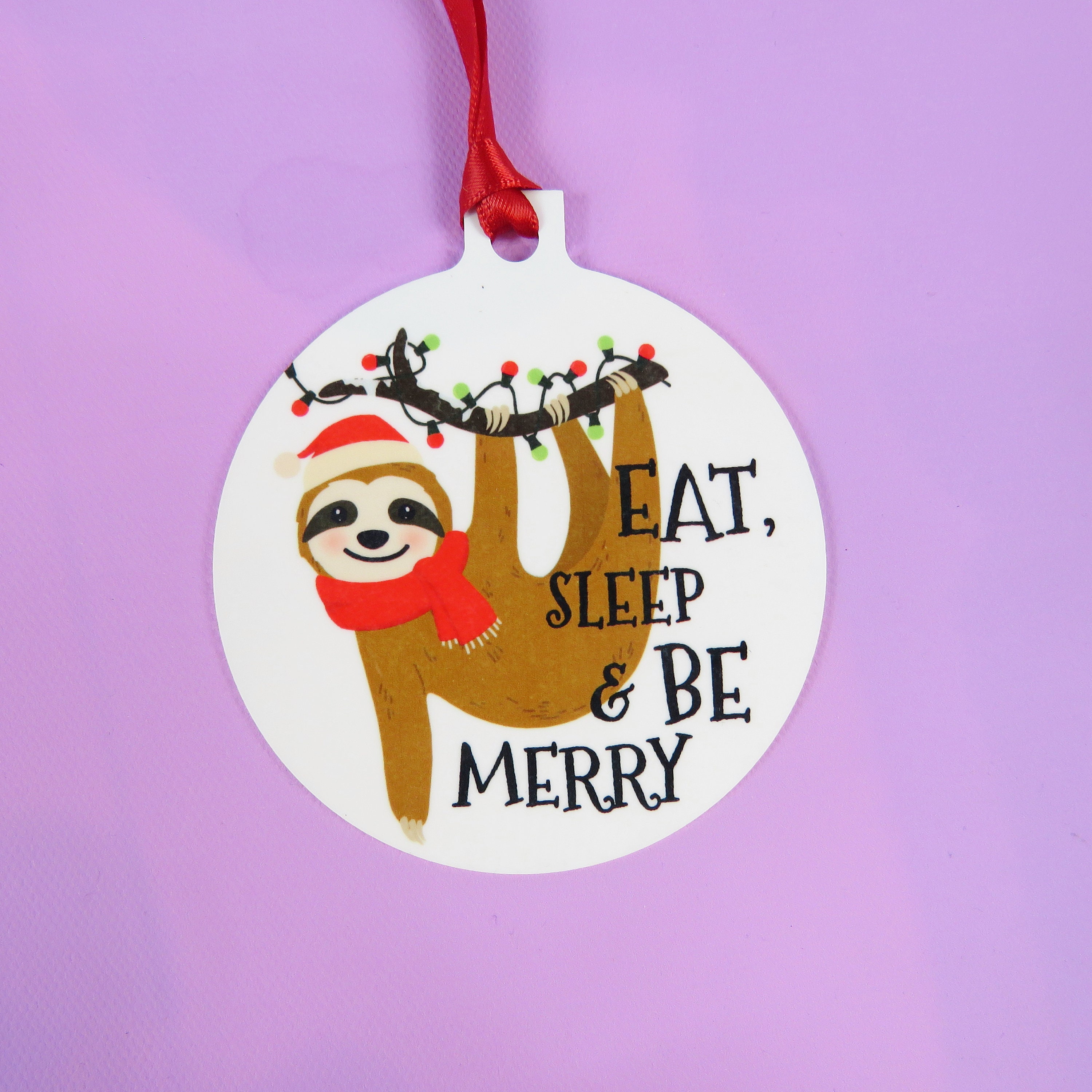 Sloth Christmas Decoration Eat Sleep Be Merry  Ornaments