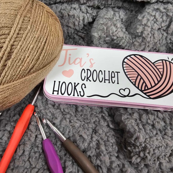 Personalised Crochet Tin | Crochet Hook Holder | hook tin | craft gift | craft case | crocheting accessories | Crochet Hooks