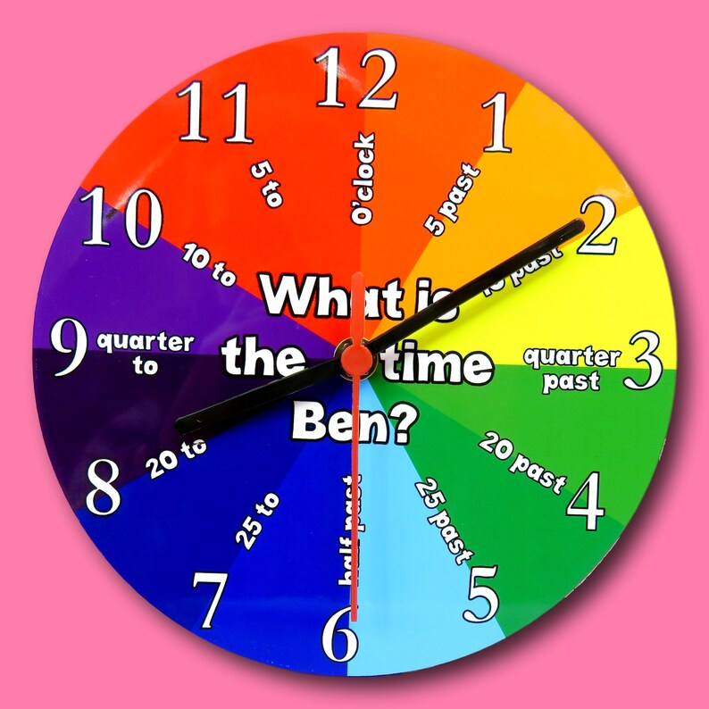 Time Teaching Clock Personalised Clock Childrens Wall | Etsy