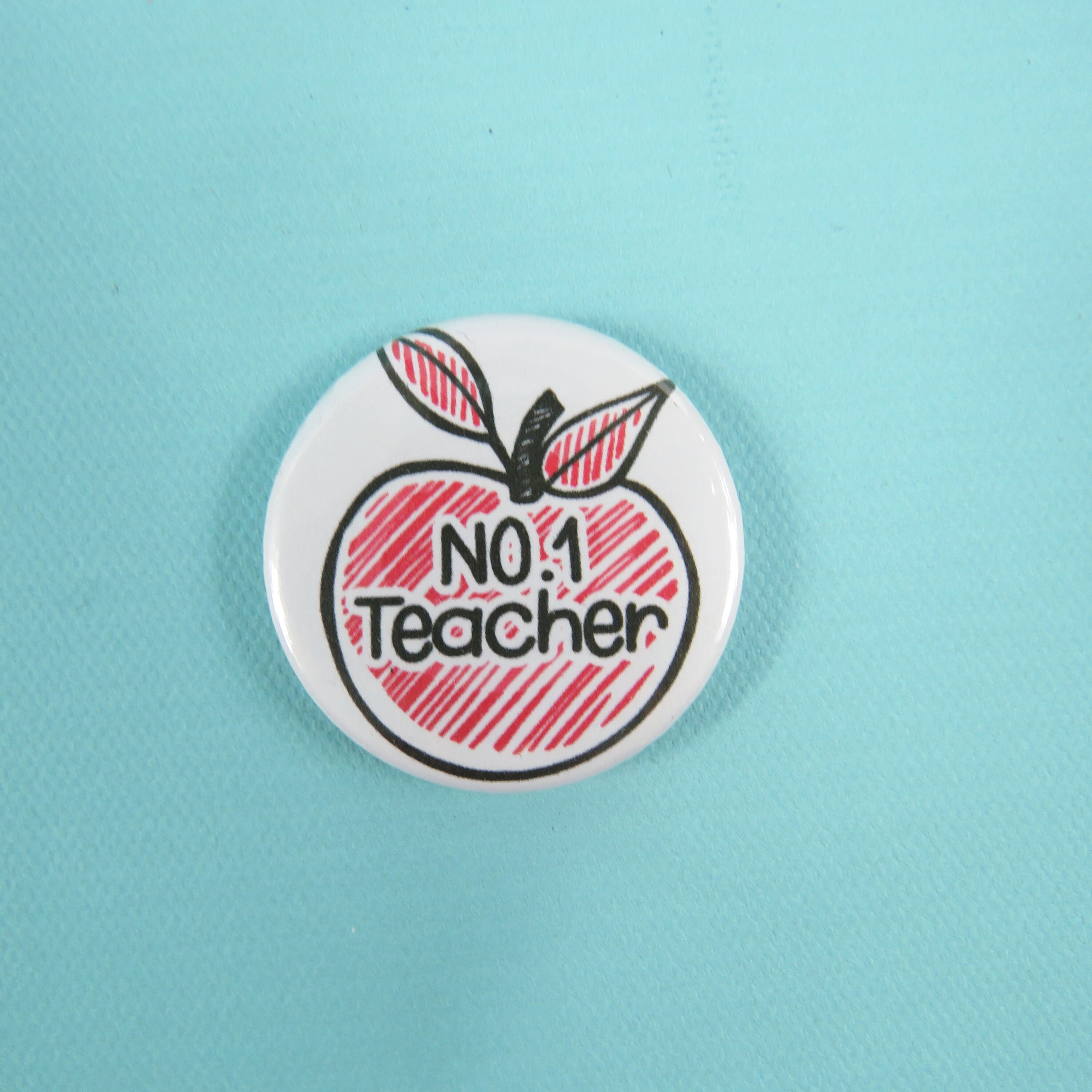Apple teacher badge Number one teacher gift drawn apple cute Etsy