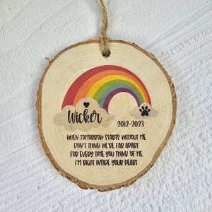 Rainbow Bridge Log Slice | pet memory | memorial grave | grave marker | pet loss gifts | rainbow bridge | Pet memorial