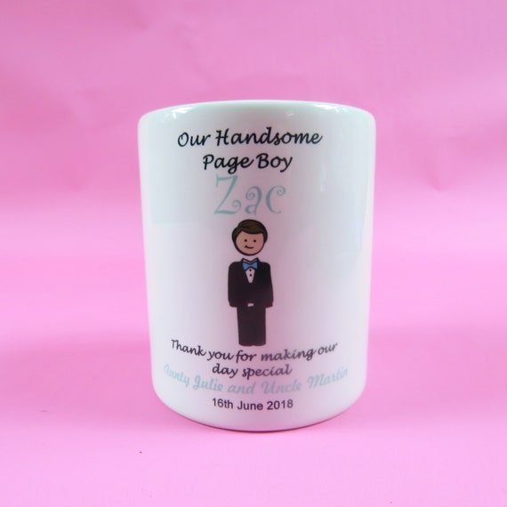 Handsome Page Boy Personalised Money Box Wedding Favour Gift Thank