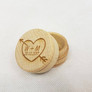 Personalised Wooden Heart Ring Box Engagement Proposal Marriage Laser Engraved heart arrow love box image 3