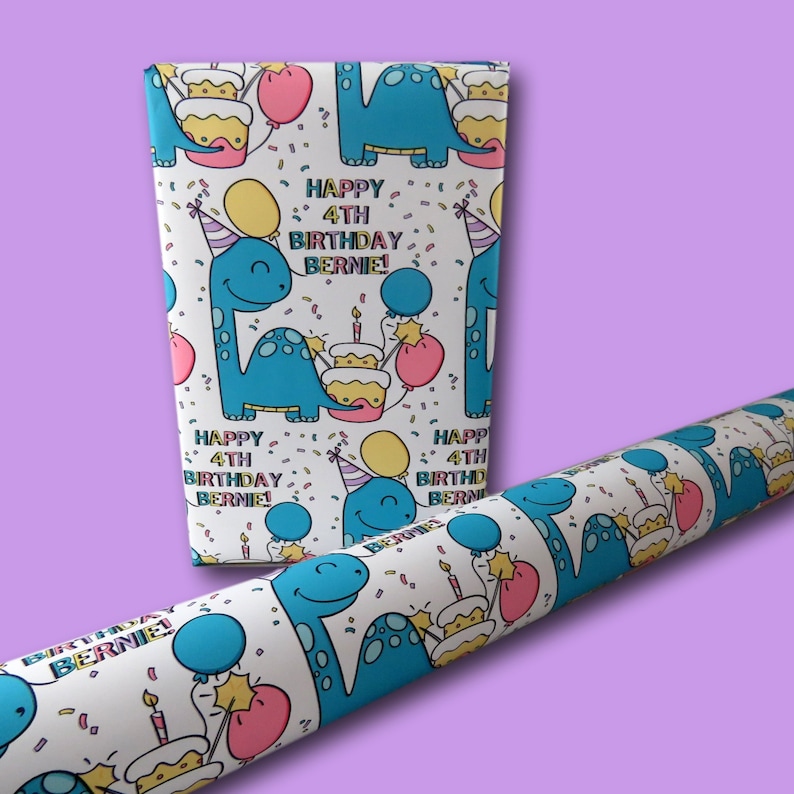 personalized dinosaur wrapping paper