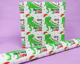 Christmas Dinosaur Gift Wrap | Dinosaur Wrapping Paper | Christmas Wrap | Personalised Paper | Christmas Wrapping Paper | Xmas Gift Wrap