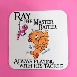 Master Baiter coaster Funny Fishing Joke Playing With Tackle Gift for Him Fishing Gift Fisherman