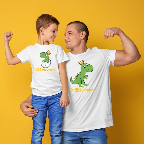 T-shirts dinosaure papa et enfant | T-shirts assortis | Daddysaures | T-shirts Namesaurus | T-shirt fête des pères | Nouveau bébé | Hauts dinosaures