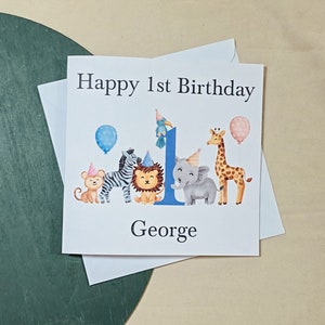 Carte personnalisée 1er anniversaire - carte thème animal - carte Wild one - souvenir joyeux 1er anniversaire - fête d'anniversaire safari