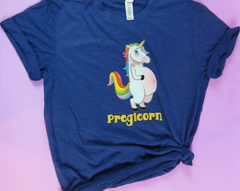 Camiseta de anuncio de embarazo Anuncio de bebé Camisetas de embarazo revelan camisa de embarazo divertida Embarazada Esperando regalo Unicornio Dinosaurio camiseta