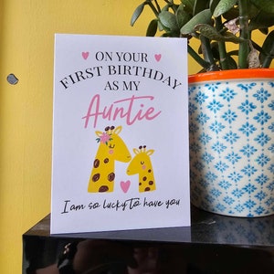 Eerste verjaardag als kaart | nieuwe tante | nieuwe babykaart | Cadeau 1e verjaardag | Wenskaart | gepersonaliseerde verjaardag
