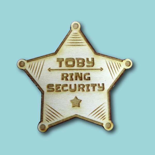 Wooden Ring Bearer Badge Ring Security Badge Ring Bearer Gift Ring security gift Wedding gift Personalised