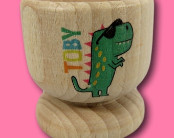 Dinosaur Name Wooden Egg Cup | Personalised Egg Cup | Egg Holder | Dinosaur Egg Cup | Dinosaur Gift | Personalised Dinosaur | Dino present
