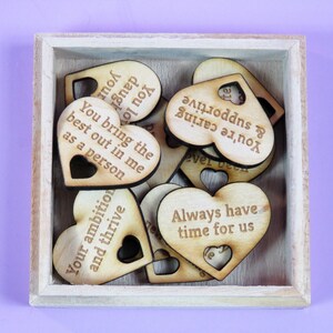 Personalised reasons box 10 Reason Why I Love You Wooden Memory Box Valentines Gift Mothers Day Fathers Day Wife image 3