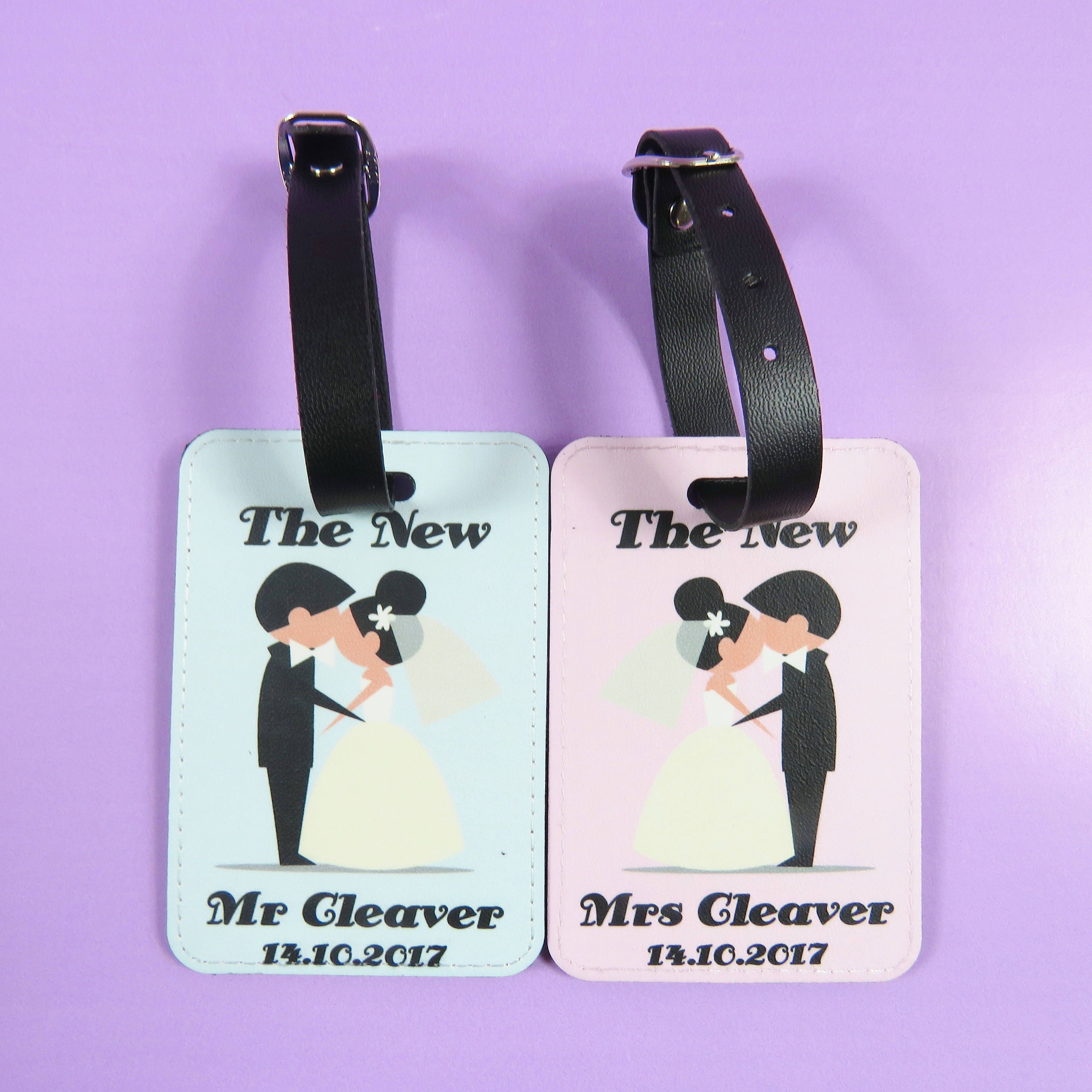 Set D'Étiquettes De Voyage Personnalisées - Cadeau De Mariage Lune De Miel (Marié & Mariée)