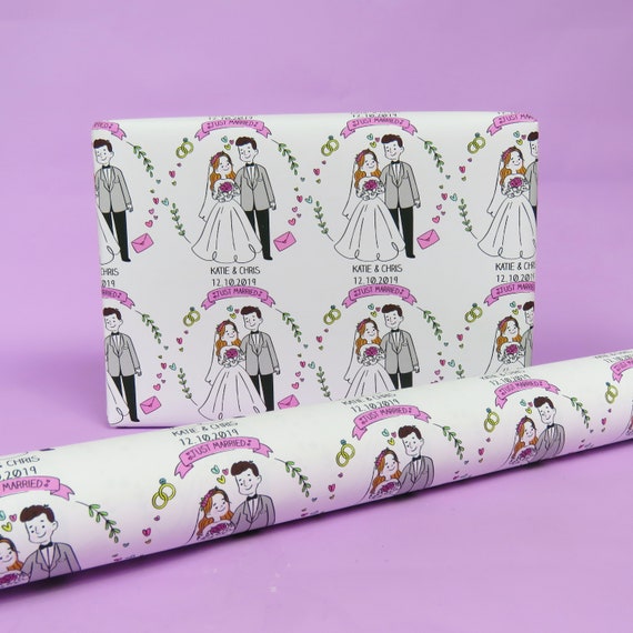 Wedding Wrapping paper Wedding Gift Wrap Personalised Wrap Etsy