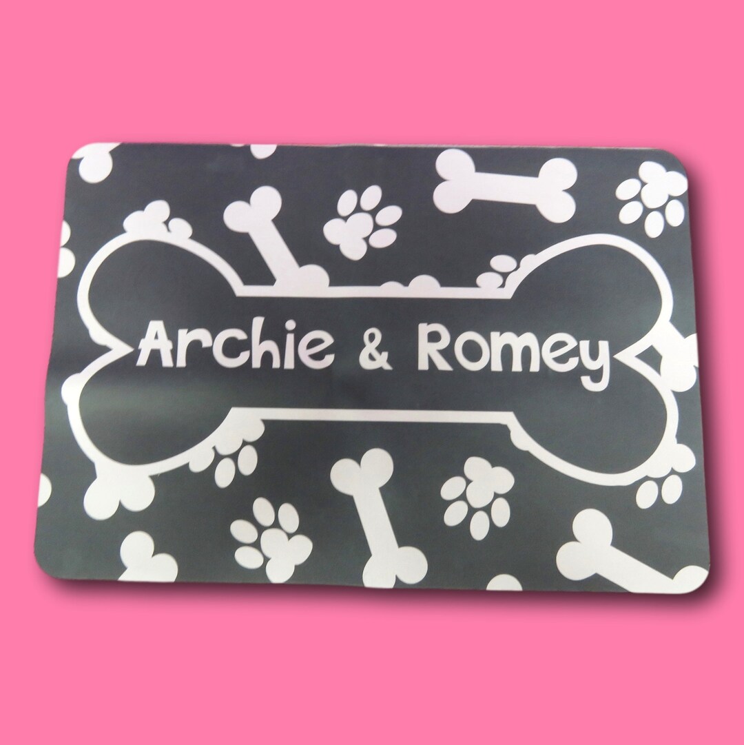 Paw Print Dog Mat Personalised Dog Food Mat Fabric Mat Etsy
