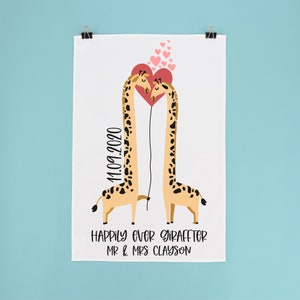 Happily ever giraffter tea towel | giraffe gift | 2nd anniversary gift cotton present wedding tea towel Anniversary Present kitchen gift