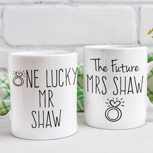 Couples engagement gift,I'm engaged bitches, shit just got real, mug set personalised, made to order image 3