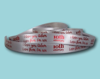 Personalised Wedding Anniversary Ribbon | 10mm anniversary Ribbon | Craft Ribbon | Cake Ribbon | anniversary ribbon | wedding ribbon