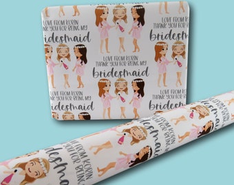 Bridesmaid Wrapping paper | Thank you Gift Wrap | Personalised Wrap | Wrapping Paper | bridesmaid gift