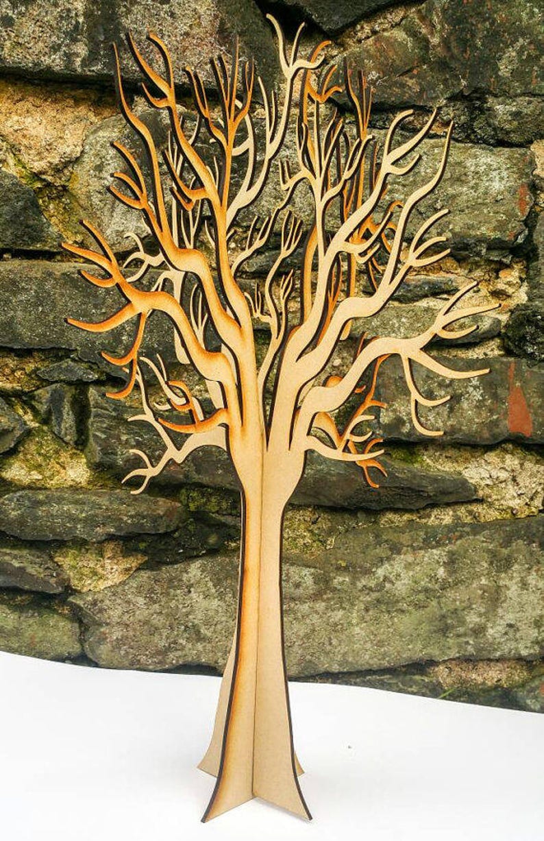 Beautiful Lasercut Wooden Freestanding 3D Large Tree craft wishing tree wedding decor guest book 