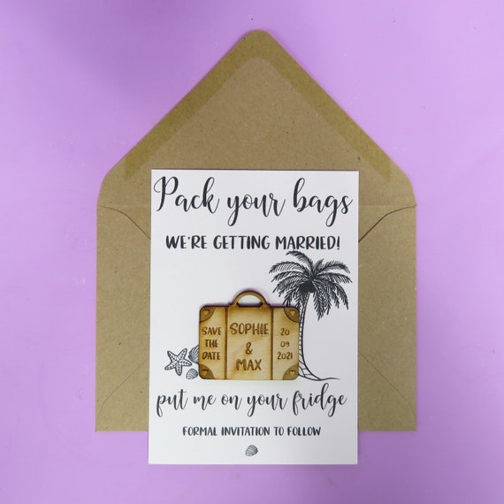 Wooden Pack Your Bags Save The Date Magnets Wooden Magnets Etsy