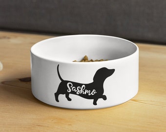 Personalised Pet Bowl | Black sausage dog | New dog present | dachshund bowl | pet bowl small animal bowl | Ceramic pet bowl Pet Accessories