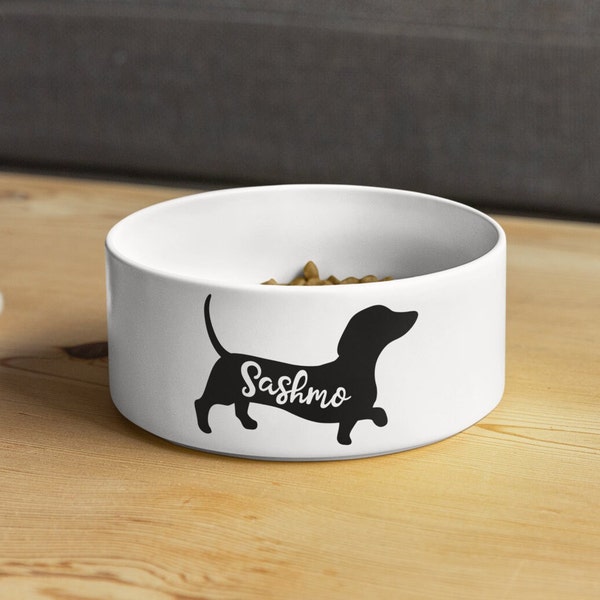 Personalised Pet Bowl | Black sausage dog | New dog present | dachshund bowl | pet bowl small animal bowl | Ceramic pet bowl Pet Accessories