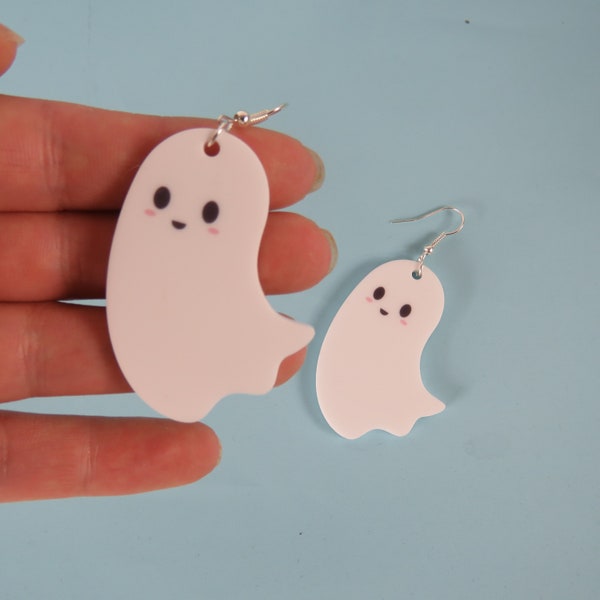 Ghost Earrings | Halloween Earrings | Acrylic Earrings | spooky Earrings | Ghoul Earrings | Halloween Gift | Spooky Gift Bone earrings