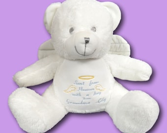 Memorial Bear | Angel Bear | keepsake gift | Sent from heaven hug from Personalised memorial bear Keepsake Angel Teddy Bear remembrance gift