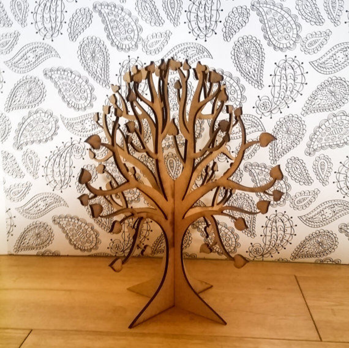 Beautiful Lasercut Wooden Freestanding 3D Tree With Leaves Etsy