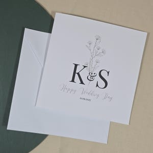 Personalised Floral Initial Wedding Card Just Married Card Wedding Date Card Wedding Day Gift Wedding Keepsake Congratulations Anniversary