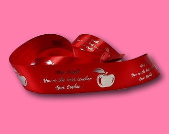Personalisiertes 25mm Lehrer Geschenkband | End of Term Webband | Bedrucktes Webband | Geburtstag Geschenkverpackung | Lehrassistent Webband