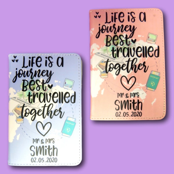 Wedding Mr & Mrs Personalised Passport Covers | Wedding present | Journey travelled together | Travel Gift Idea Honeymoon passport holder