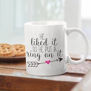Personalised Engagement mug | he liked it mug | Engagement Gift | Bride to be mug | Bride Gift | proposal idea | Newly Engaged