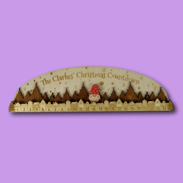 Wooden advent calendar Gonk Christmas countdown reusable plastic free gnome holiday decoration vintage advent calendar mantel decoration