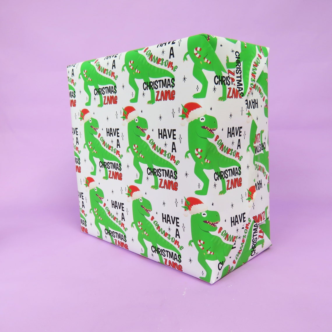 Christmas Dinosaur Gift Wrap Dinosaur Wrapping Paper  Etsy