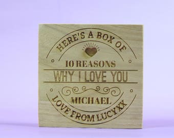 Personalised reasons box 10 Reason Why I Love You Wooden Memory Box | Valentines Gift |  Mothers Day | Fathers Day Wife