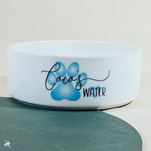 Personalised Pet Bowl - Custom Paw Print Food or Water Bowl - Pet Name Dish - Blue Design - Personalised Feeding Bowl - Dog Bowl - Cat Bowl
