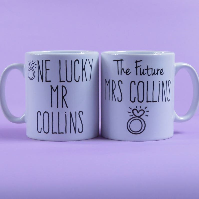 Couples engagement gift,I'm engaged bitches, shit just got real, mug set personalised, made to order image 5