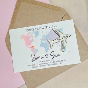 Regenbogen Flugzeug Save The Date Magnete aus Holz | Hochzeit am Strand | Save The Dates | Hochzeitseinladung | Hochzeit im Ausland | Ziel Hochzeit