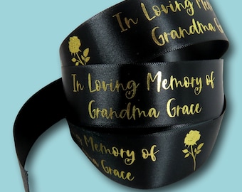 Personalised 25mm Remembrance Ribbon | Funeral Ribbon | Printed Ribbon | In loving memory Ribbon | Memorial Gift