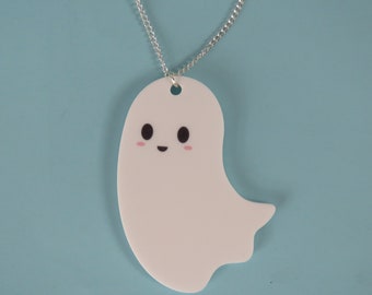 Ghost Halloween Necklace | Acrylic spooky Necklace | Ghoul Jewellery  | Halloween Gift | Spooky Gift | Haunted Pendant