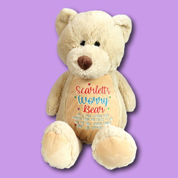 Personalised Worry Bear Anxiety Worry Toy Gift for Children