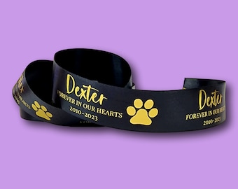Fita personalizada para lembrança de animais de estimação de 25 mm | Fita Funerária | Fita Impressa | Em memória amorosa fita | Presente Comemorativo | Perda de animal de estimação