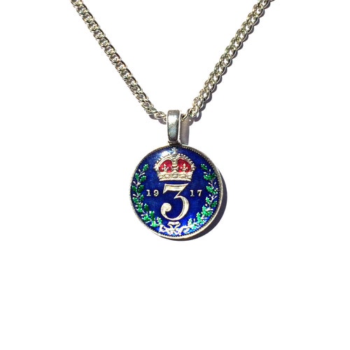British Shilling Pendant UK Coin Necklace Hand Enamelled Etsy