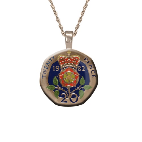 British UK Pendant Hand Enamelled and Gold Plated English 20p Etsy
